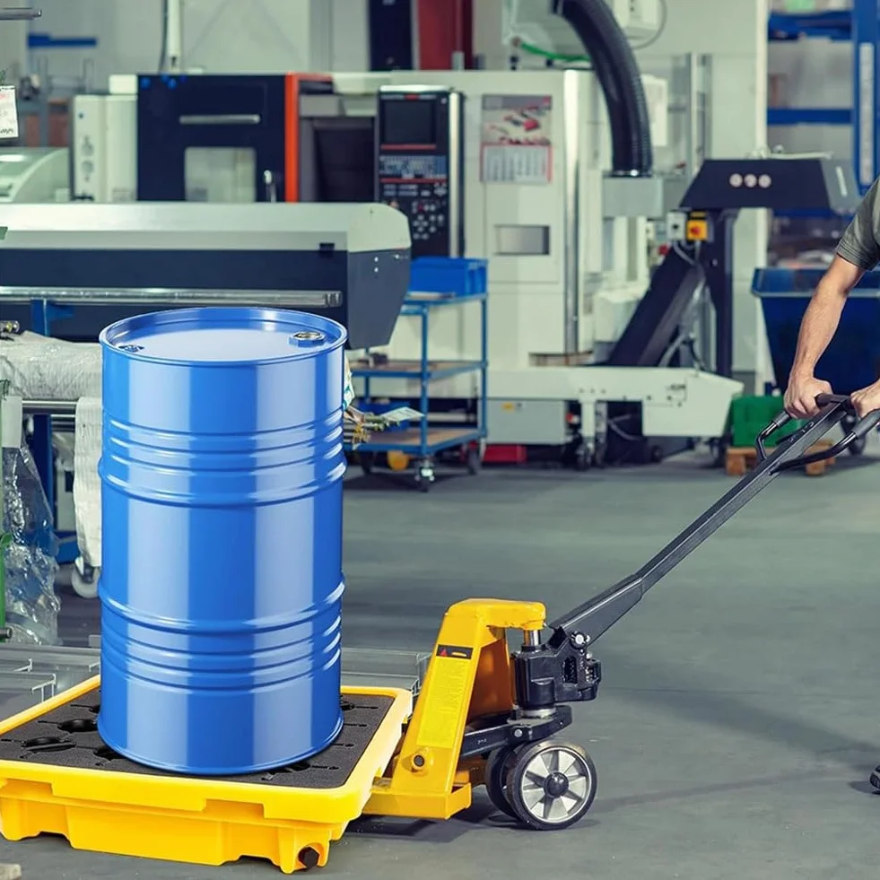 Vassoio modulare industriale per il contenimento delle fuoriuscite, in plastica resistente (120 x 60 x 10 cm) per liquidi sicuri, resina chimica, soluzione per pallet