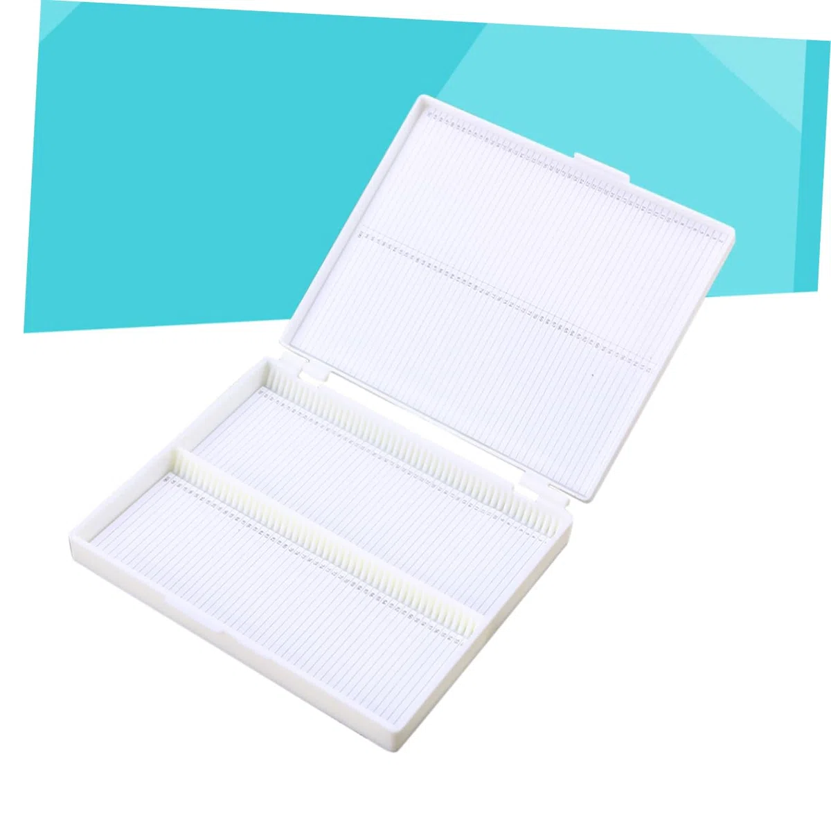 Healvian Diapositiva Scatola facile da pulire diapositive del supporto laboratorio porta conservazione dei vetrini da microscopio doppia vetrino scorrevole staffa bianca