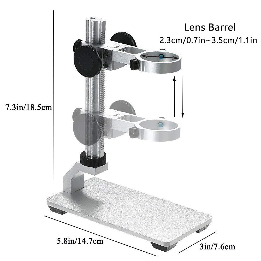Supporto per supporto in lega di alluminio per microscopio digitale USB/Wi-Fi, supporto metallico diametro universale Bysameyee con custodia per microscopio
