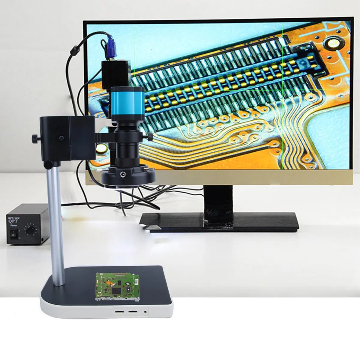 Microscopio 14 MP, microscopio industriale a LED, 14 milioni di pixel, micro scopio industriale, HDMI, USB HD, 100 x 1,43 μm x 1,43 μm, C/CS 14 MP, sensore CMOS Microscope Camera, molti accessori