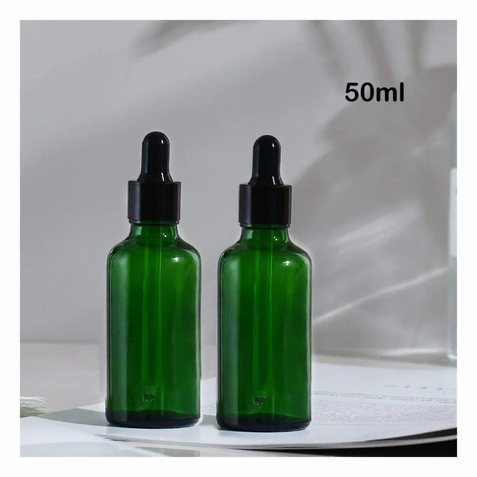 Home Ricambio vuoto ANIMALE DOMESTICO Bottiglie 30pcs 5ml-100ml bottiglie vuote vetro ambrato con contagocce verde goccia olio essenziale aromaterapia liquido reagente Pipetta bottiglia riutilizzabile