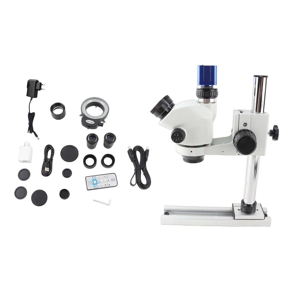 Eujgoov Kit Stereomicroscopio Trinoculare 7x, 50x, Imaging 24MP (Spina