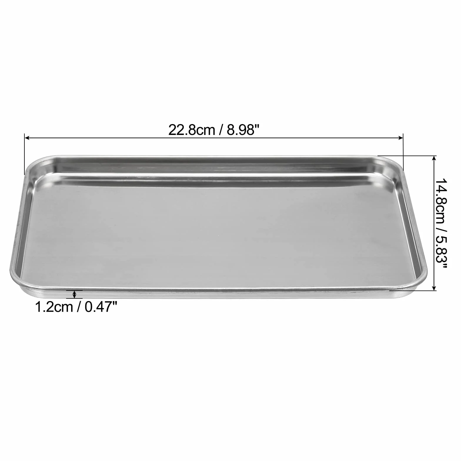 PATIKIL 430 Acciaio Inox Vassoio 22.8x14.8cm Strumento Attrezzo Laboratorio Tipo Piatto Rettangolare