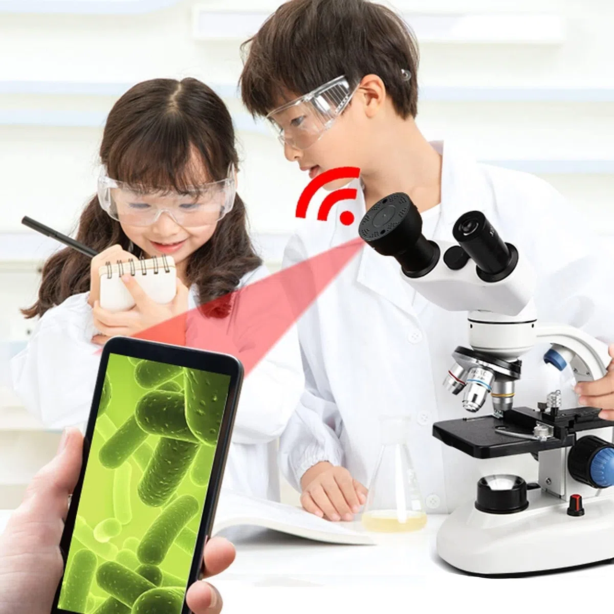 Microscopio binoculare 40x-15000x, microscopio composto monoculare e binoculare a LED, microscopio composto con oculare grandangolare (binoculare)