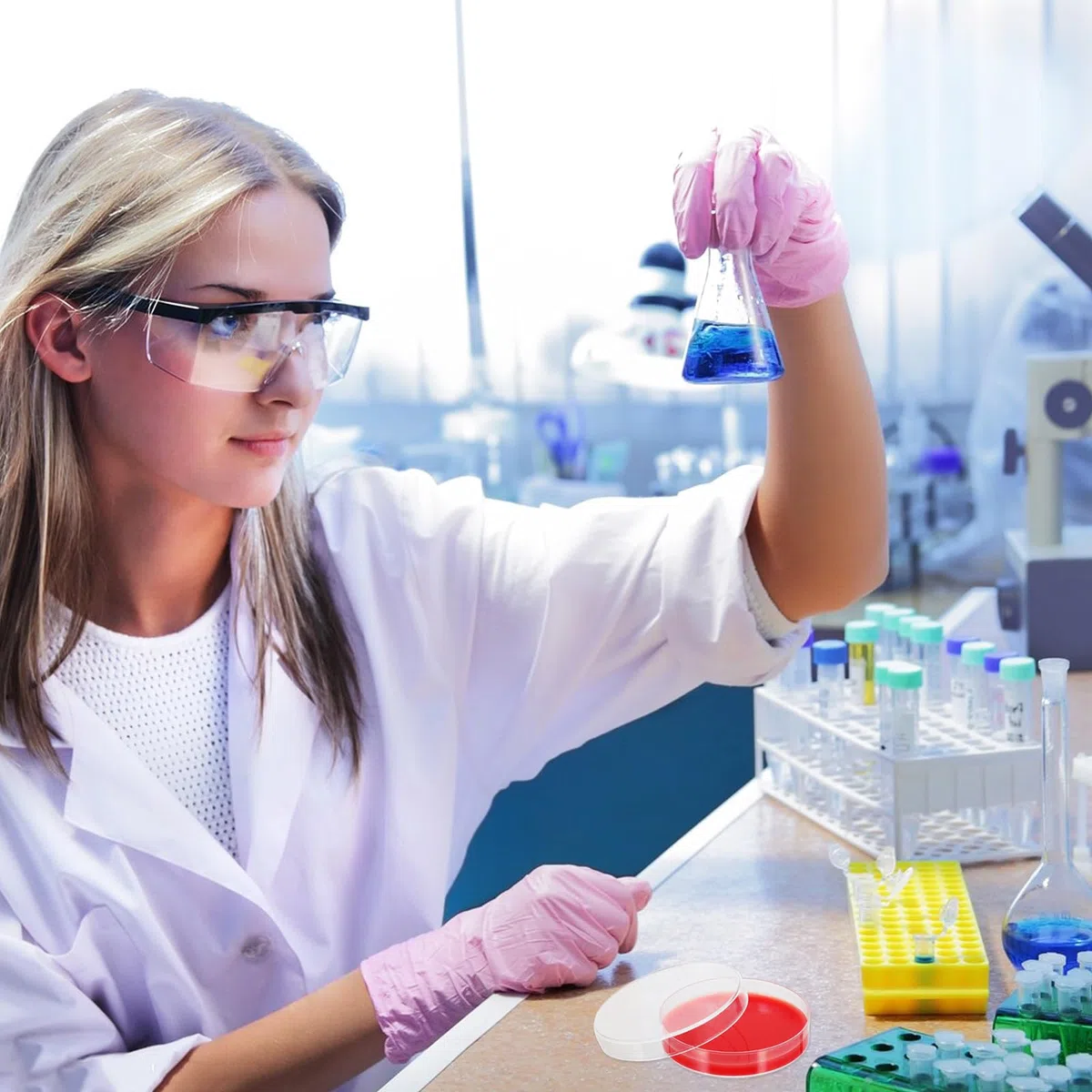 OUNONA Piastre di Agar al Sangue Rosso da 70mm per Coltura di Streptococco, Spessore Uniforme, 10 Pezzi per Uso in Laboratorio e Istituzioni Mediche