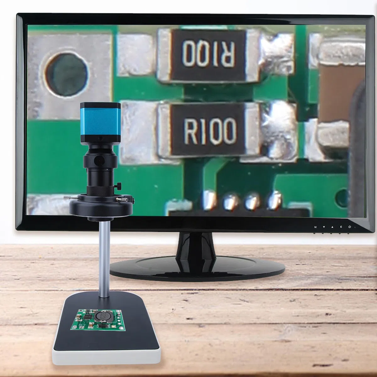 Microscopio 14 MP, microscopio industriale a LED, 14 milioni di pixel, micro scopio industriale, HDMI, USB HD, 100 x 1,43 μm x 1,43 μm, C/CS 14 MP, sensore CMOS Microscope Camera, molti accessori