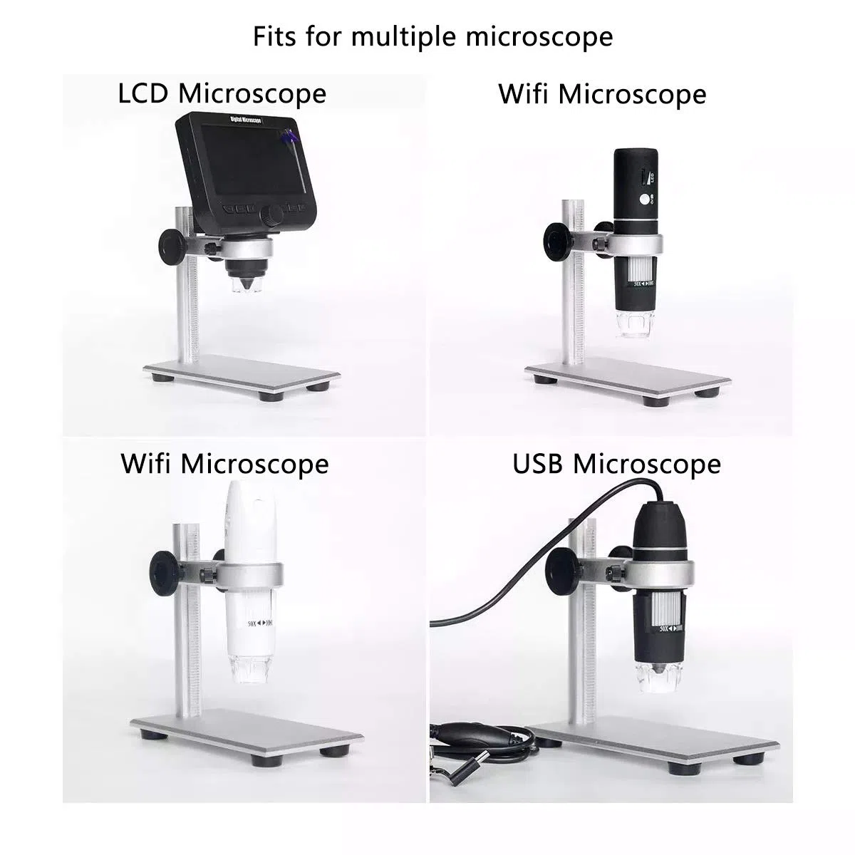 Supporto per supporto in lega di alluminio per microscopio digitale USB/Wi-Fi, supporto metallico diametro universale Bysameyee con custodia per microscopio