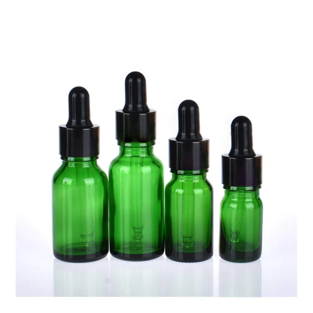 Home Ricambio vuoto ANIMALE DOMESTICO Bottiglie 30pcs 5ml-100ml bottiglie vuote vetro ambrato con contagocce verde goccia olio essenziale aromaterapia liquido reagente Pipetta bottiglia riutilizzabile