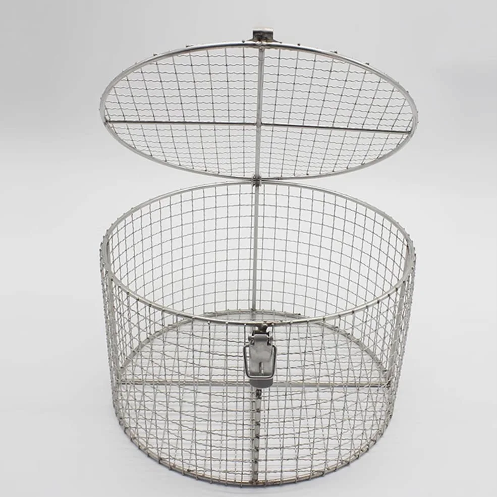 Vassoio per Autoclave Medico in Acciaio Inossidabile 304, cestelli per sterilizzazione Strumenti Rotondi con Coperchio e Chiusura, Vassoio per sterilizzazione cestelli Perforati,40 * 30cm