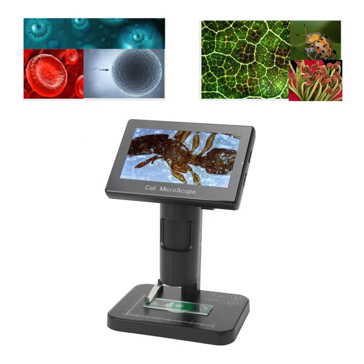 AMONIDA Microscopio Digitale con Schermo IPS da 5" 1080P per attività di Ricerca e Saldatura Dettagliate