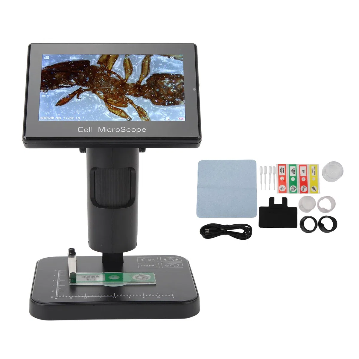 AMONIDA Microscopio Digitale con Schermo IPS da 5" 1080P per attività di Ricerca e Saldatura Dettagliate