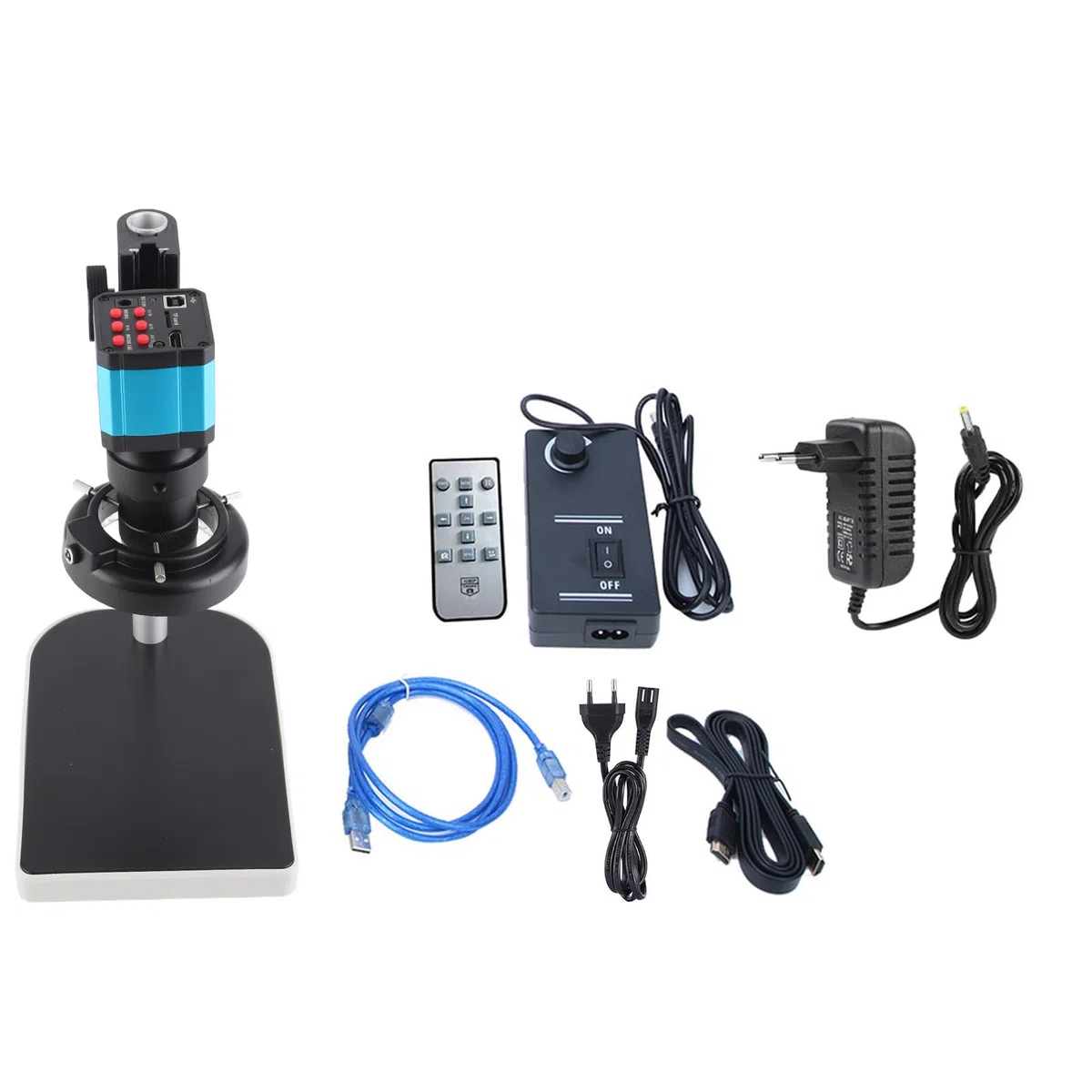 Microscopio 14 MP, microscopio industriale a LED, 14 milioni di pixel, micro scopio industriale, HDMI, USB HD, 100 x 1,43 μm x 1,43 μm, C/CS 14 MP, sensore CMOS Microscope Camera, molti accessori