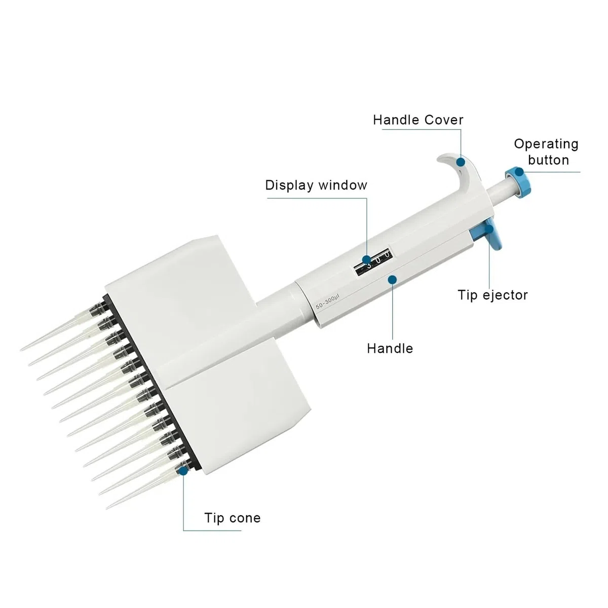 Pipetta elettronica, Pipetta, Micropipetta Digitale A Capacità Variabile Da 0,5ul-300ul Regolabile Manualmente,Dispositivo pipetta portatile(5-50μl)
