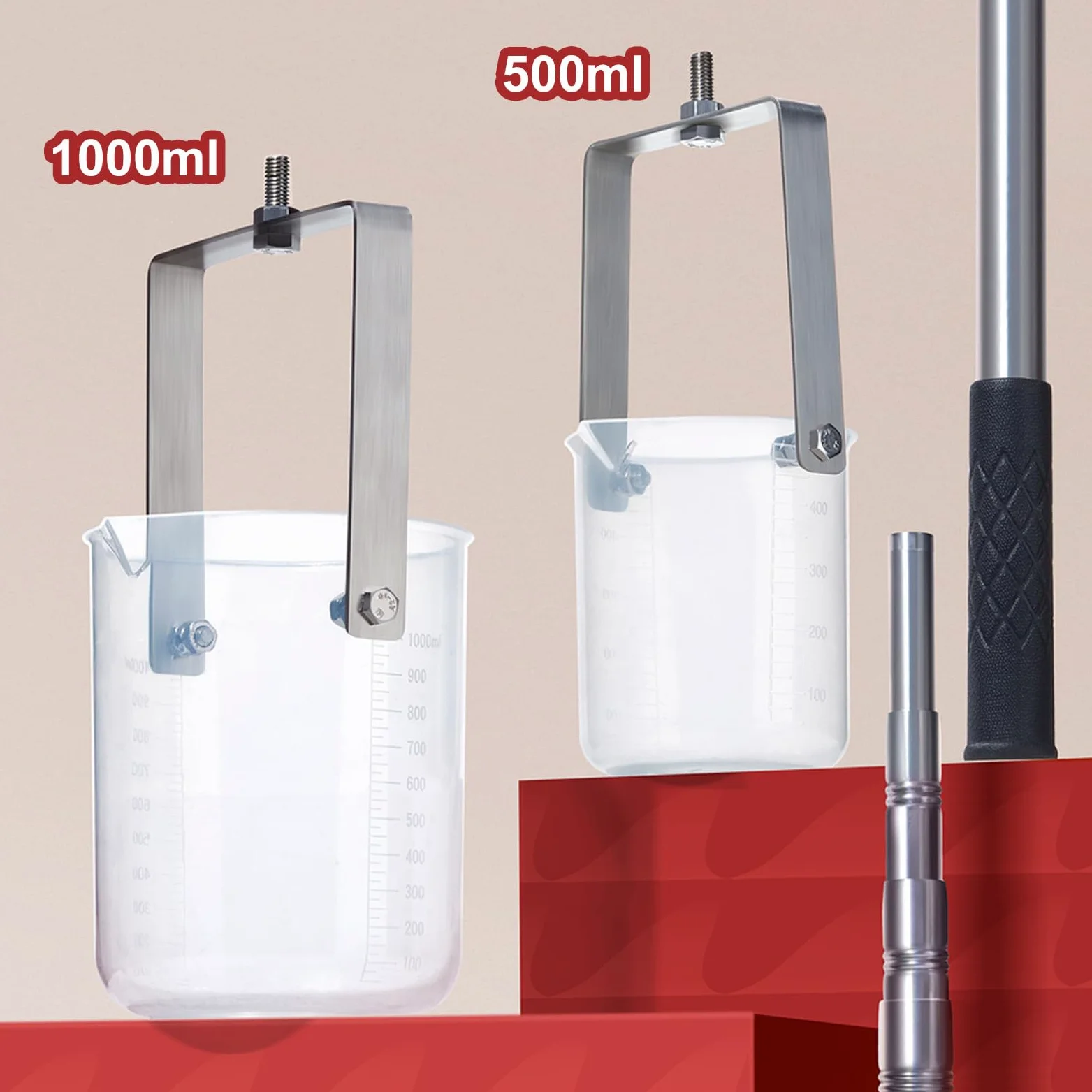 Mestolo telescopico per campionamento dell'Acqua, Asta di campionamento dell'Acqua in Acciaio Inossidabile, 500/1000ml mestolo per campionamento a Pendolo (Plastic 500ml, 1.43-6m/4.7-19.7ft)