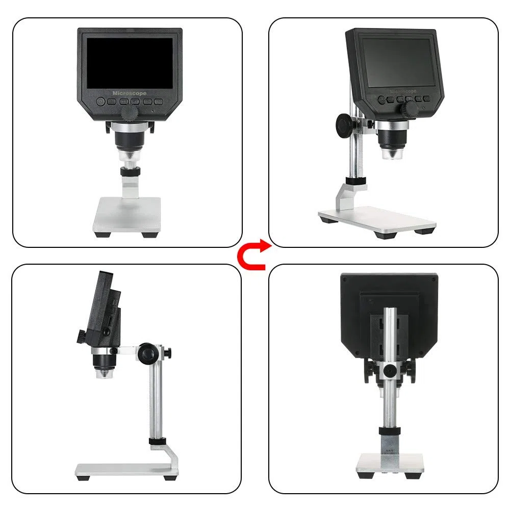 Supporto per supporto in lega di alluminio per microscopio digitale USB/Wi-Fi, supporto metallico diametro universale Bysameyee con custodia per microscopio