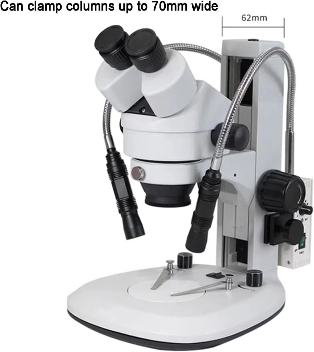 Luce LED per microscopio a fibra ottica, collo d'oca regolabile con controllo della luminosità e dell'apertura, include adattatori per lenti per una migliore visualizzazione