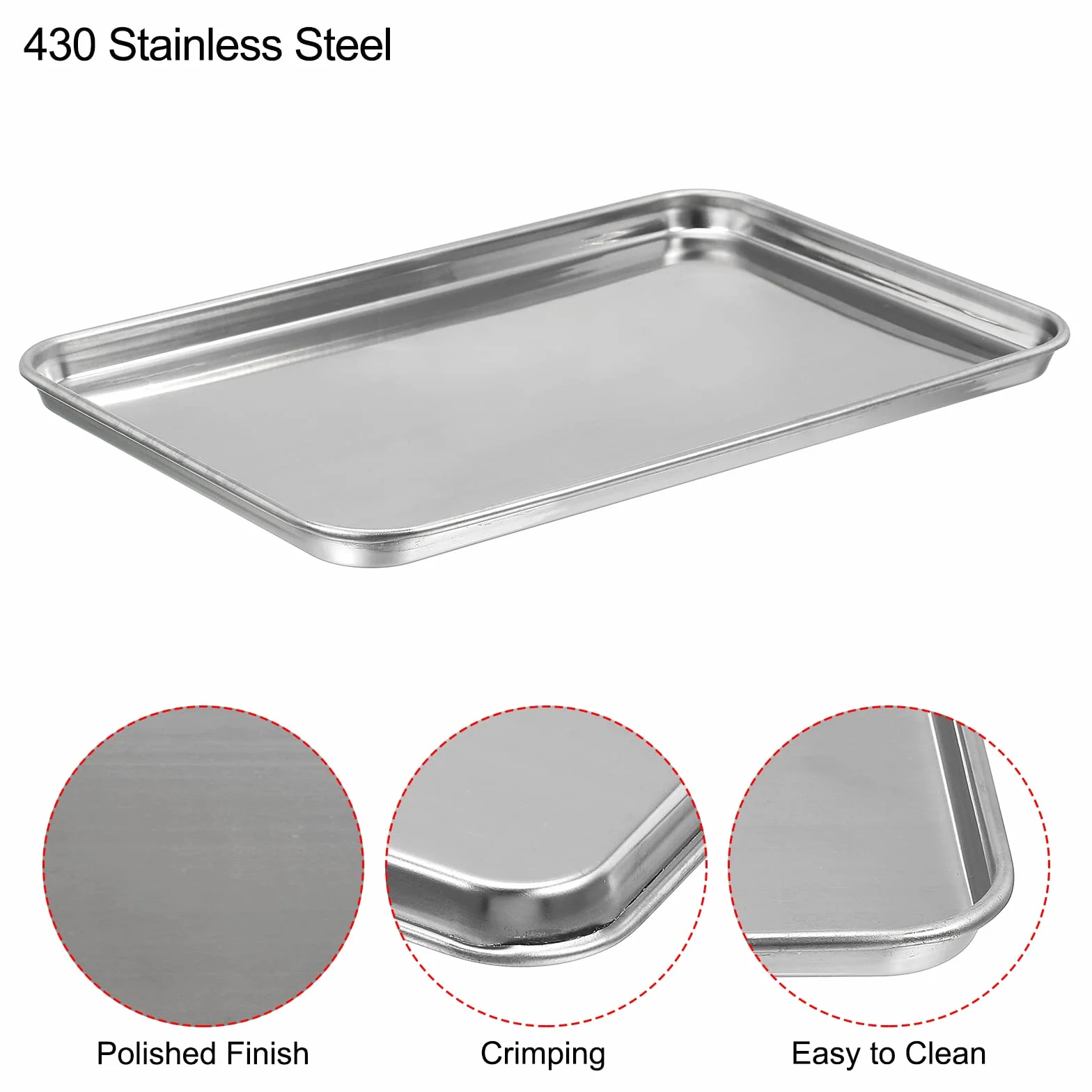 PATIKIL 430 Acciaio Inox Vassoio 22.8x14.8cm Strumento Attrezzo Laboratorio Tipo Piatto Rettangolare