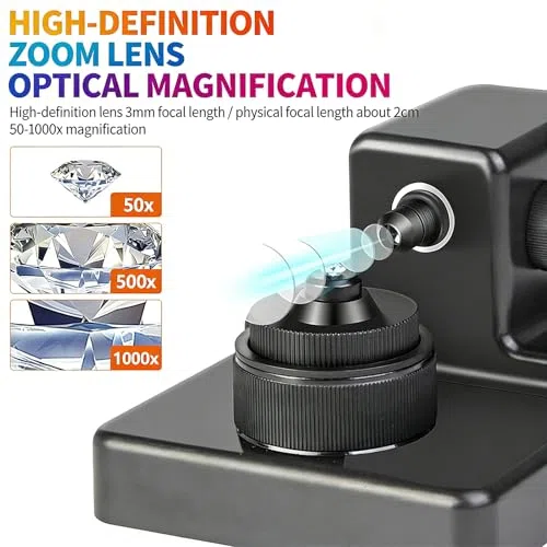 Microscopio digitale con schermo LCD da 4,3", design compatto, lunghezza focale regolabile, luce di riempimento, ideale per ispezioni e visualizzazione dettagliate