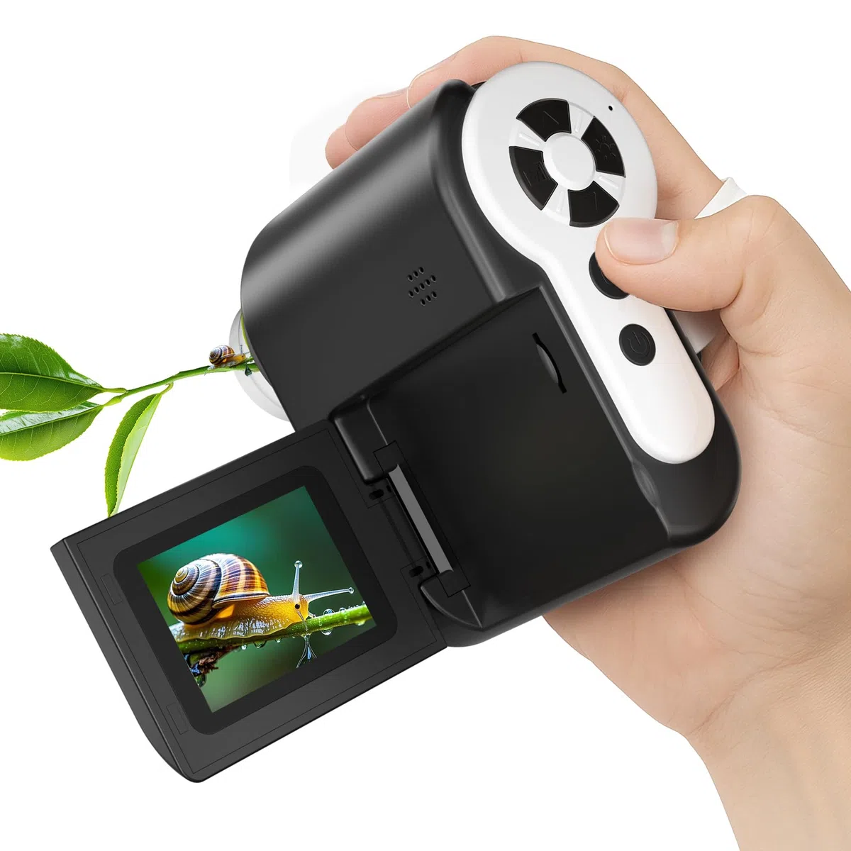 USCAMEL Microscopio Digitale Portatile per Bambini: 1000x ingrandimento, schermo HD da 2 pollici, connessione USB, Attrezzo educativo microscopio portatile per bambini età 7-12 anni (Nero)
