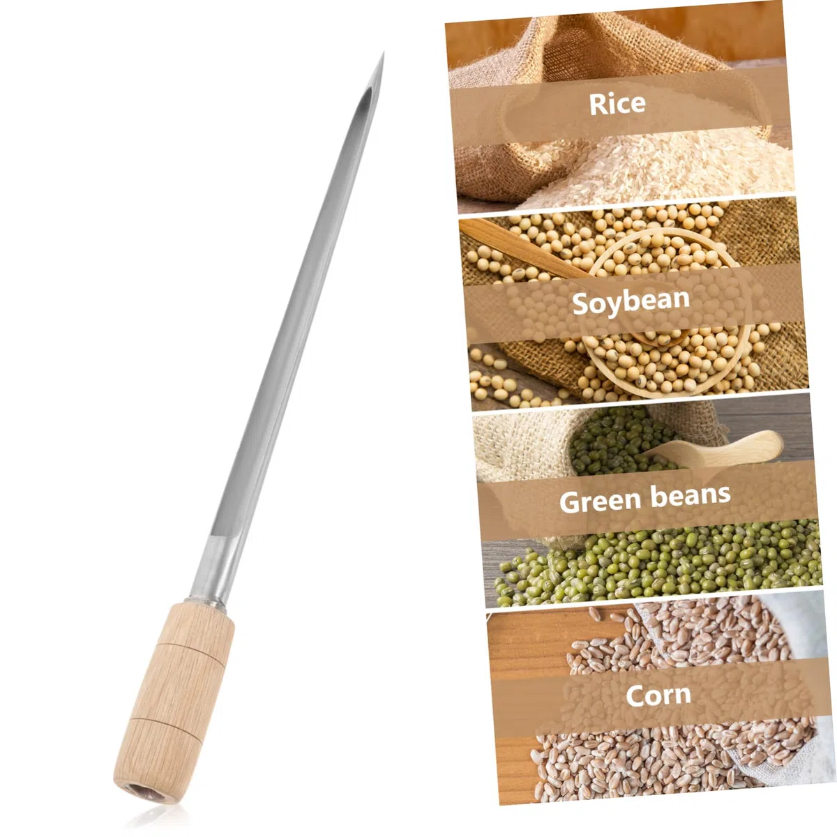 Toddmomy Campionatore Per Cereali in Acciaio Resistente Sonda Campionatore Di Grano e Mais in Legno e Facile Da Usare