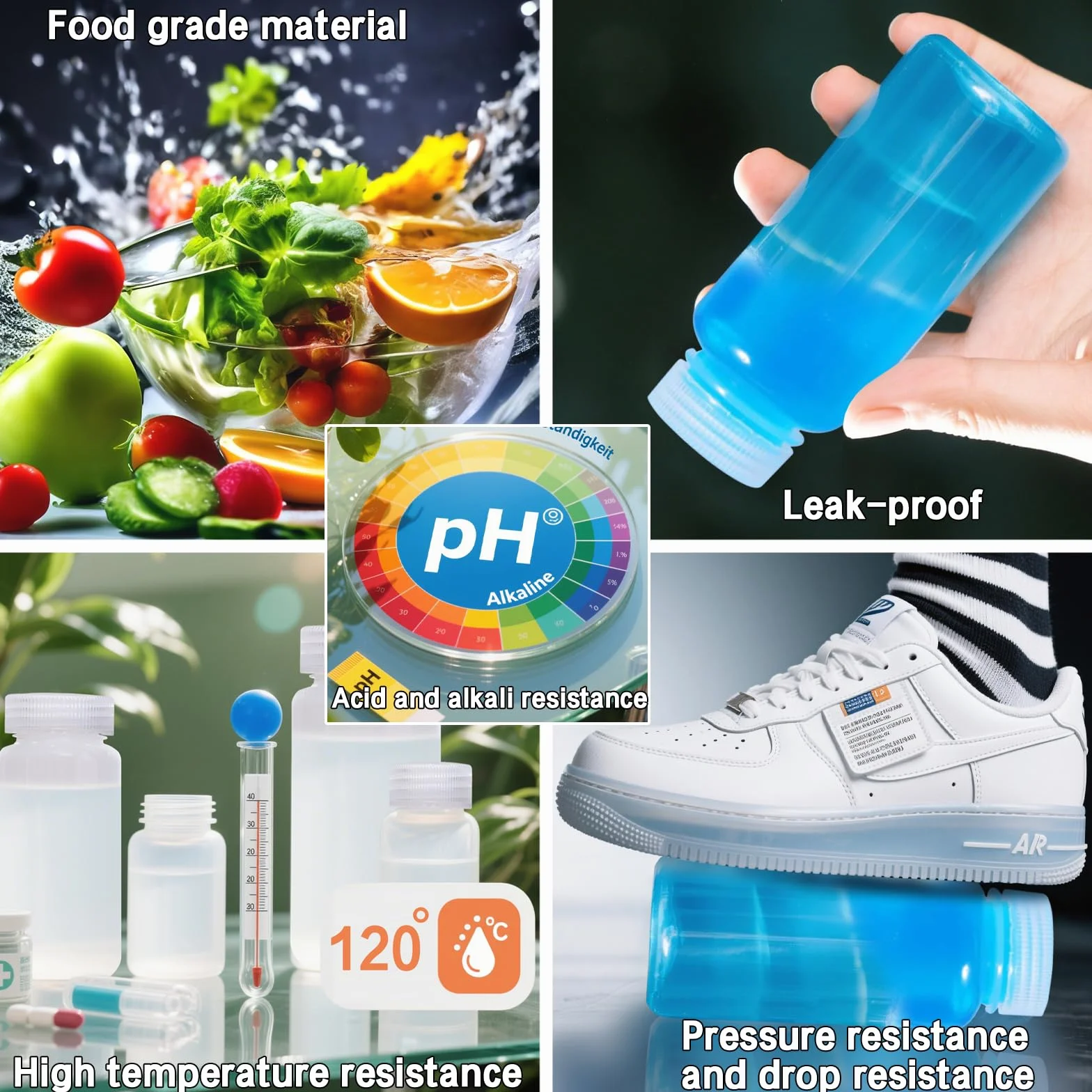 DKBT 2 flaconi di plastica a collo largo, 500 ml, vuoti da laboratorio, a prova di perdite, traslucidi, in HDPE con ampia apertura per pillole, bottiglie di campioni d'acqua
