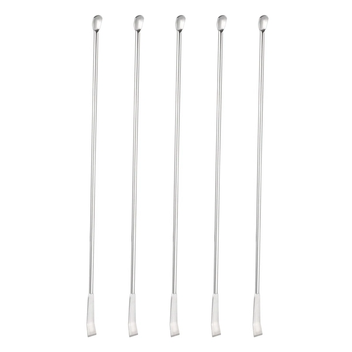 YOKIVE 5 Pz Cucchino Micro Reagente, 2 in 1 Doppia Testa Acciaio Inossidabile | Preleva il modello, Ideale per Laboratori Scientifici, Aule di Chimica (220mm Lungo)