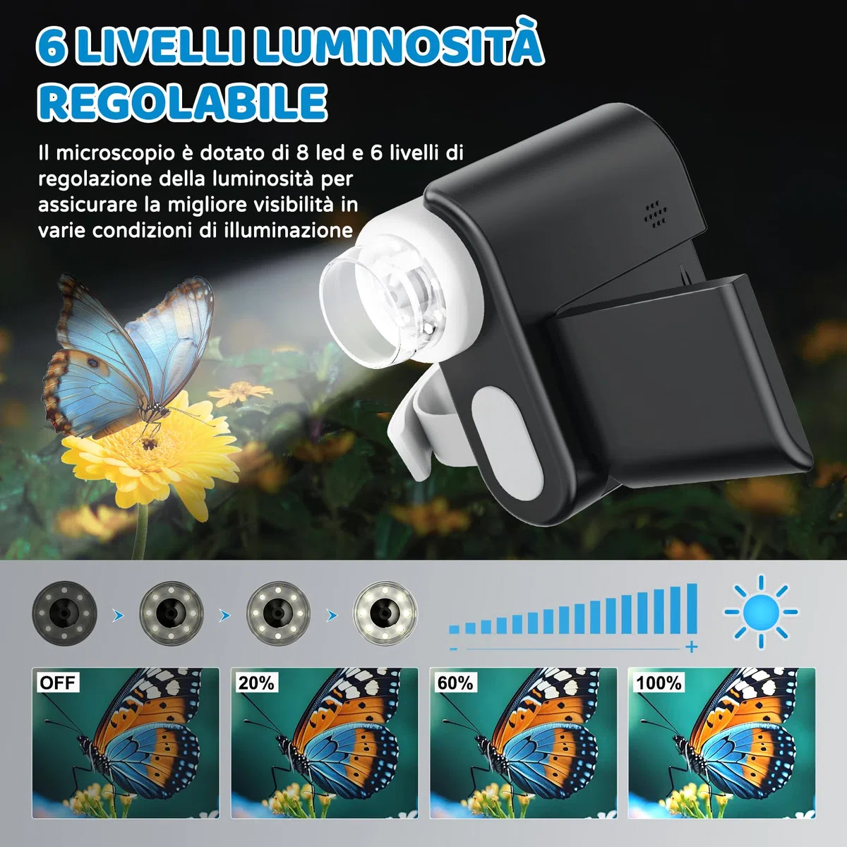 USCAMEL Microscopio Digitale Portatile per Bambini: 1000x ingrandimento, schermo HD da 2 pollici, connessione USB, Attrezzo educativo microscopio portatile per bambini età 7-12 anni (Nero)