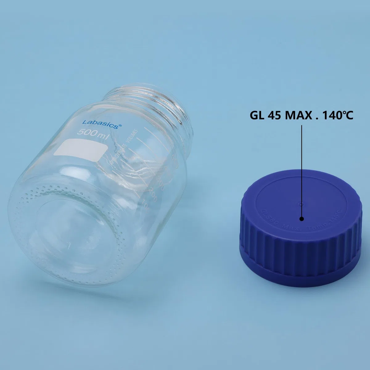 Labasics Bottiglia di Conservazione Rotonda con Tappo A Vite Gl80, Bottiglia Reagente in Vetro di Alta Qualità A Bocca Larga, per Conservazione di Campioni di Laboratorio, 500 ml