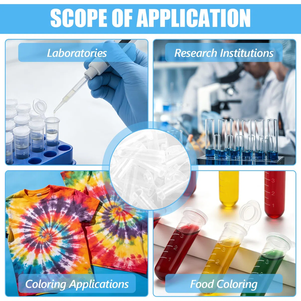 SHUESS 300 provette centrifughe in plastica da 5 ml, provette trasparenti in polipropilene, recipienti di reazione con coperchio, scala e fondo rotondo, provette per laboratorio, chimica e ricerca
