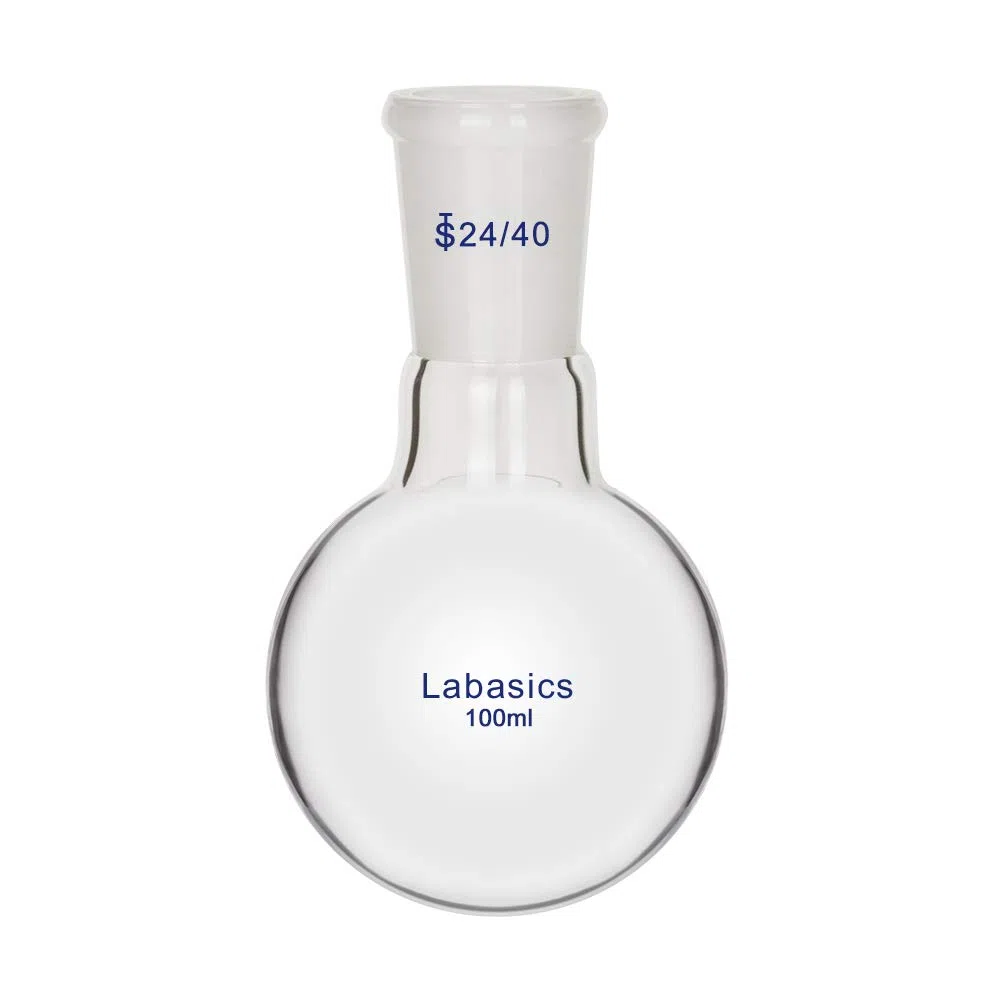 Labasics 100ml RBF Pallone Vetro Laboratorio a Collo Singolo, Single Neck Round Bottom Flask con Giunto Esterno Conico Standard 24/40-100ml