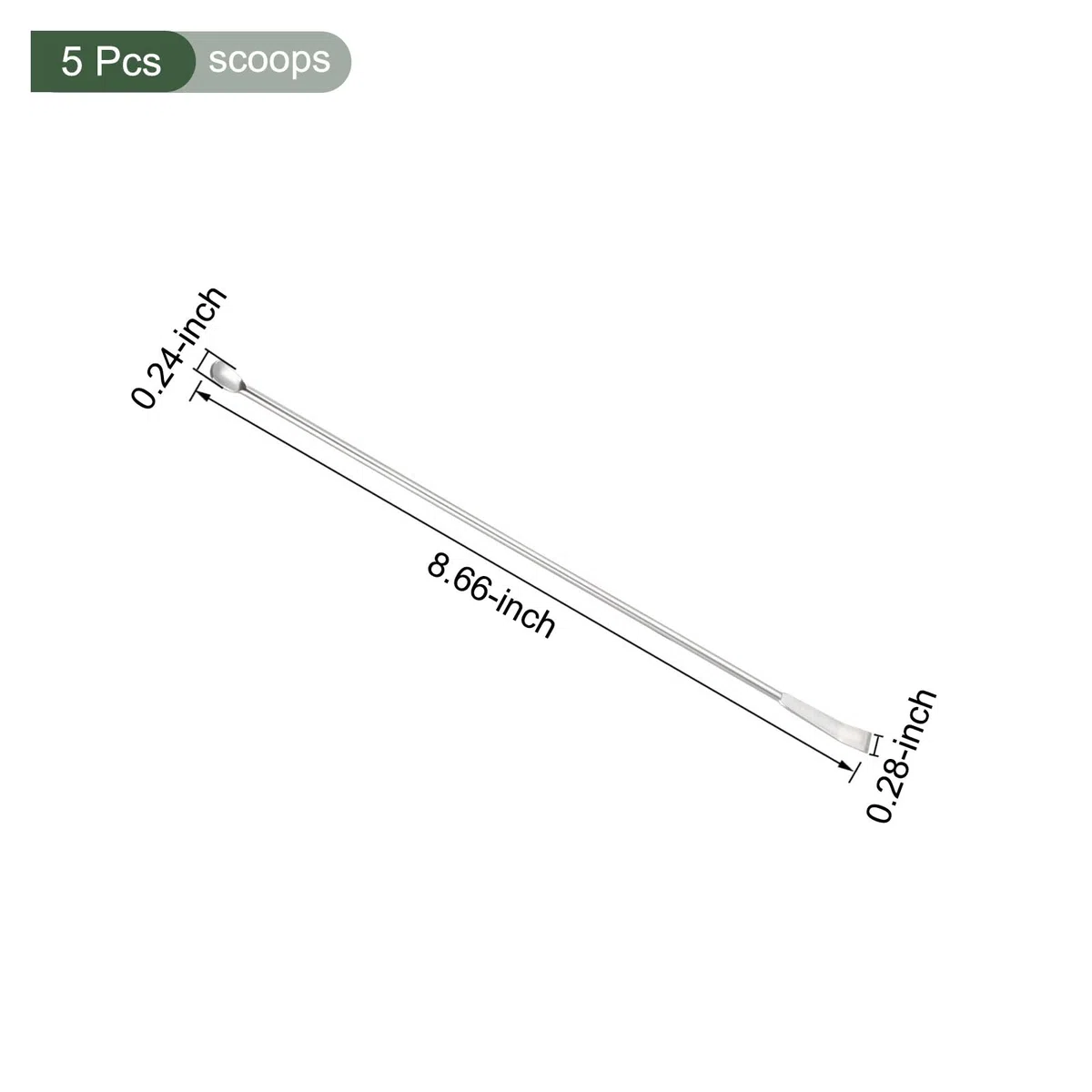 YOKIVE 5 Pz Cucchino Micro Reagente, 2 in 1 Doppia Testa Acciaio Inossidabile | Preleva il modello, Ideale per Laboratori Scientifici, Aule di Chimica (220mm Lungo)