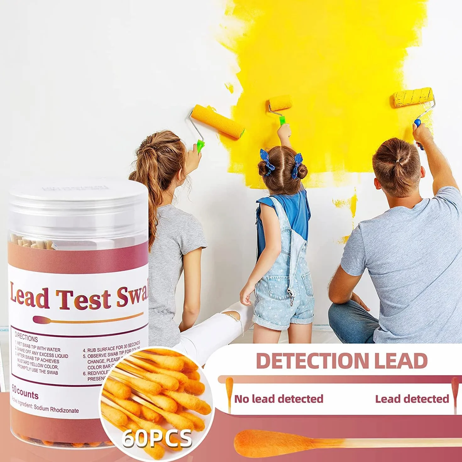 Kit di test di piombo tamponi - Kit per test di vernice al piombo, tampone di controllo del piombo per uso domestico, risultati dei test in (30 pezzi)