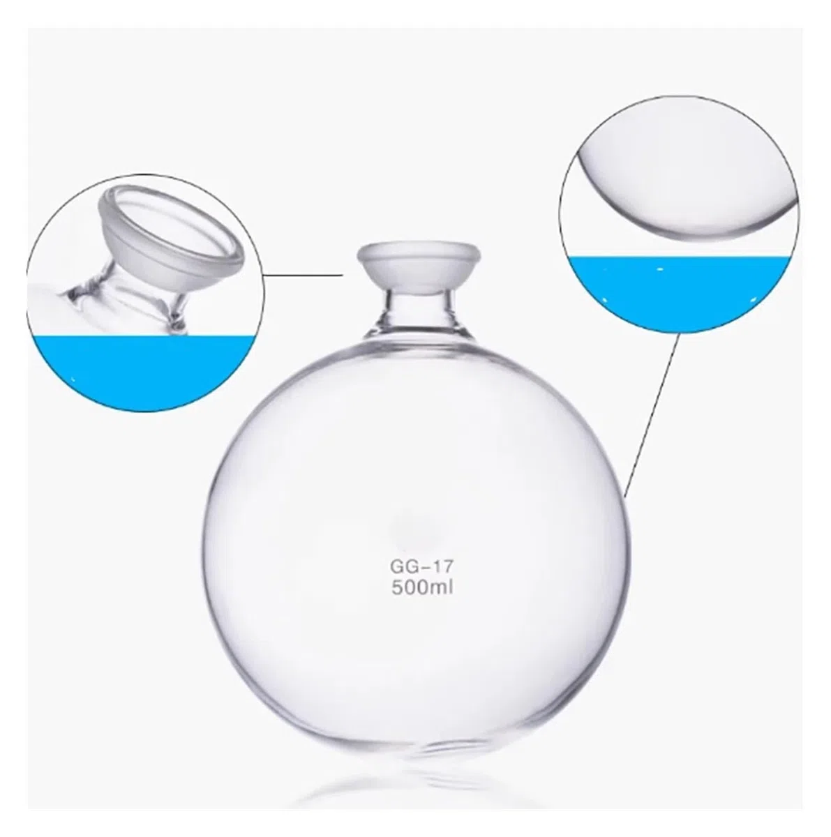 Pallone da distillazione a fondo tondo con parete spessa e resistente alle alte temperature, con bocca fresata a sfere(500ml Mouth 35)