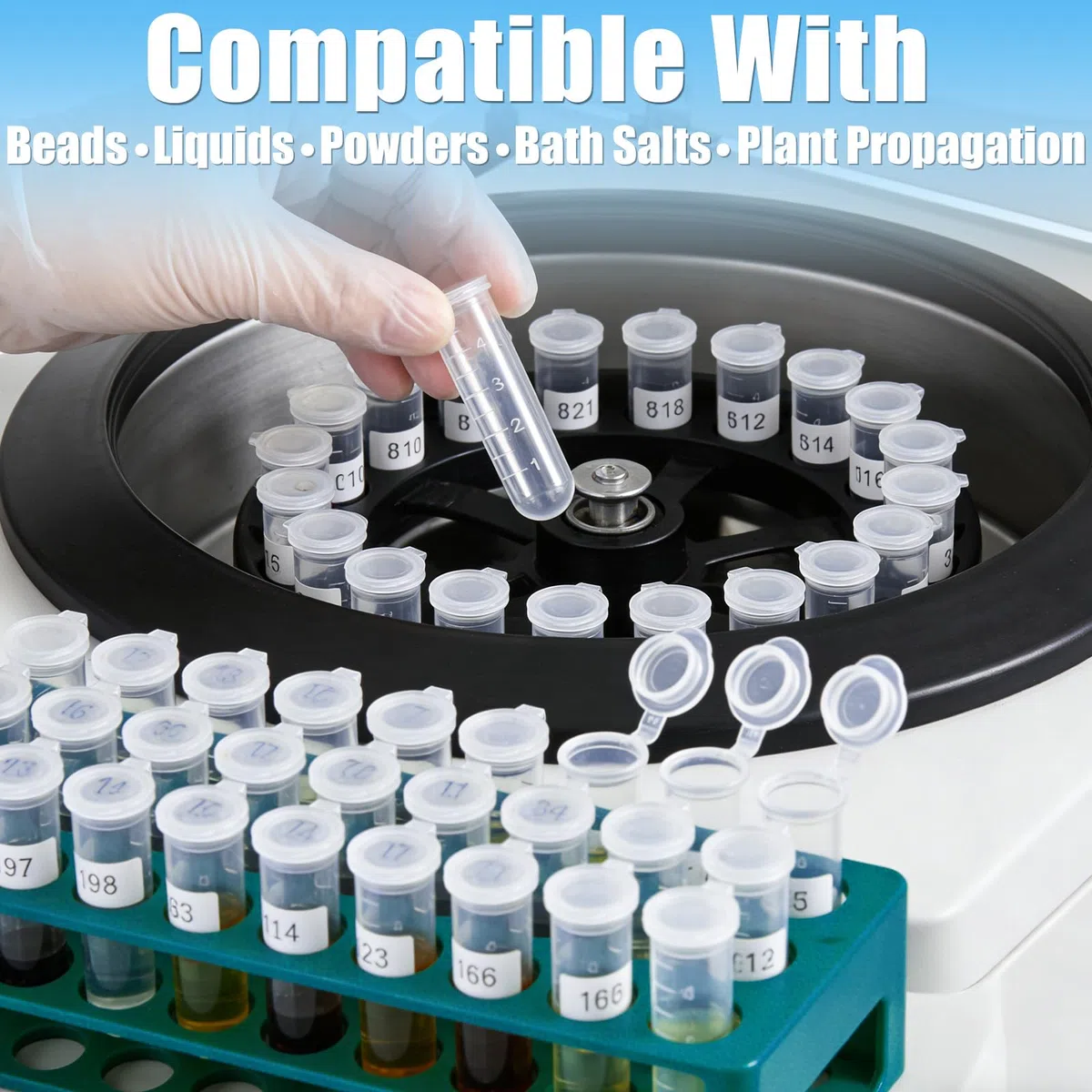 SHUESS 300 provette centrifughe in plastica da 5 ml, provette trasparenti in polipropilene, recipienti di reazione con coperchio, scala e fondo rotondo, provette per laboratorio, chimica e ricerca